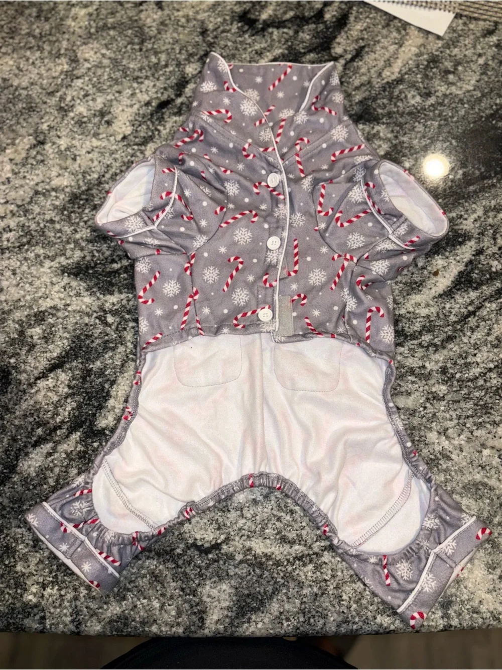 Medium Dog Gray Candy Cane Holiday Pajamas